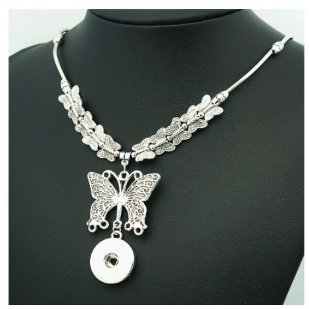 Butterfly Necklace Silver Tone